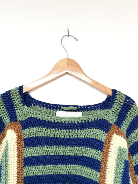 BODE 'CROCHET FOUR STRIPE SWEATER' SIZE XSMALL/SMALL