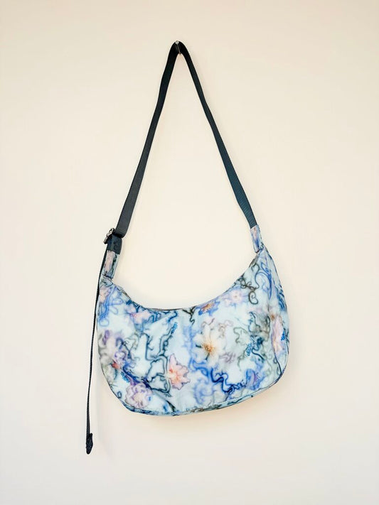 Baggu x Collina Strada blue print crossbody crescent bag