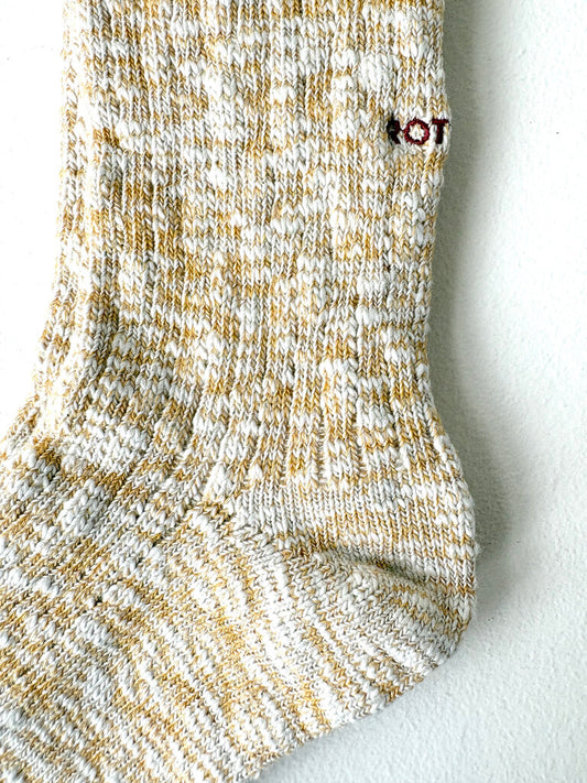 ROTOTO COTTON SLUB CREW SOCK YELLOW SIZE LARGE