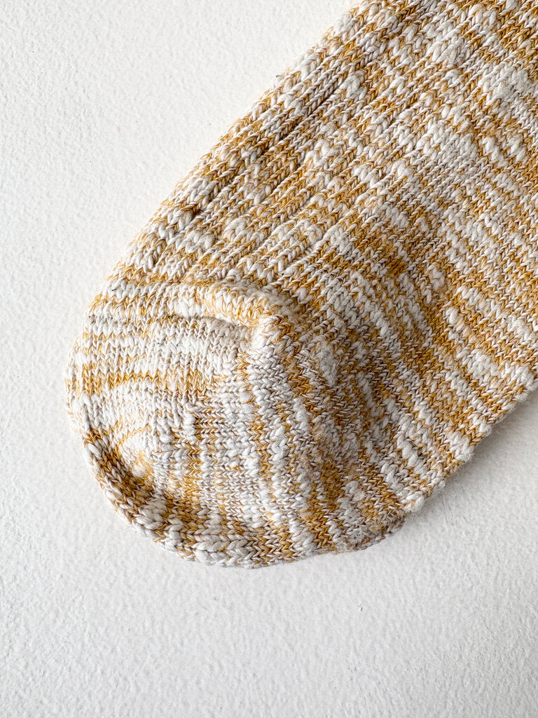 ROTOTO COTTON SLUB CREW SOCKS IN YELLOW SIZE SMALL