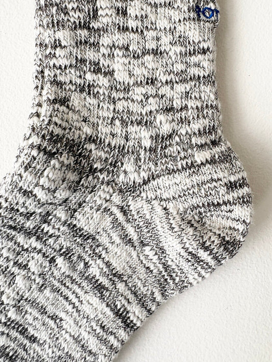ROTOTO COTTON SLUB CREW SOCK DARK BROWN SIZE SMALL