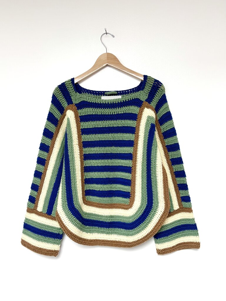 BODE 'CROCHET FOUR STRIPE SWEATER' SIZE XSMALL/SMALL