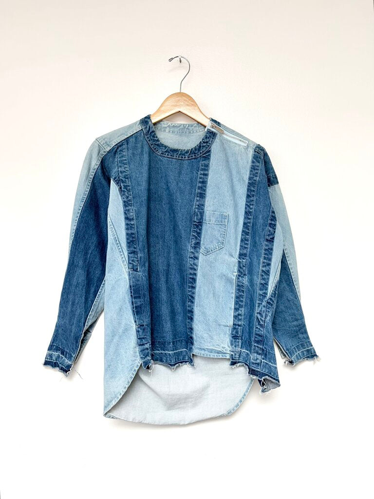 SACAI DENIM PATCHWORK TOP SIZE 1