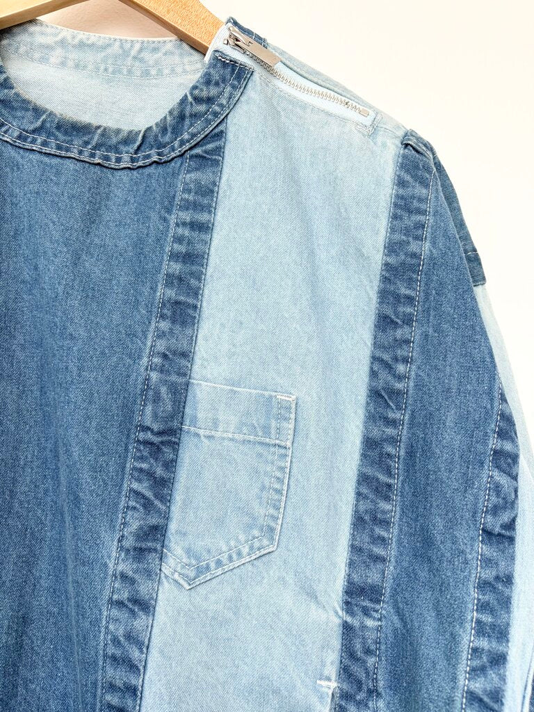 SACAI DENIM PATCHWORK TOP SIZE 1
