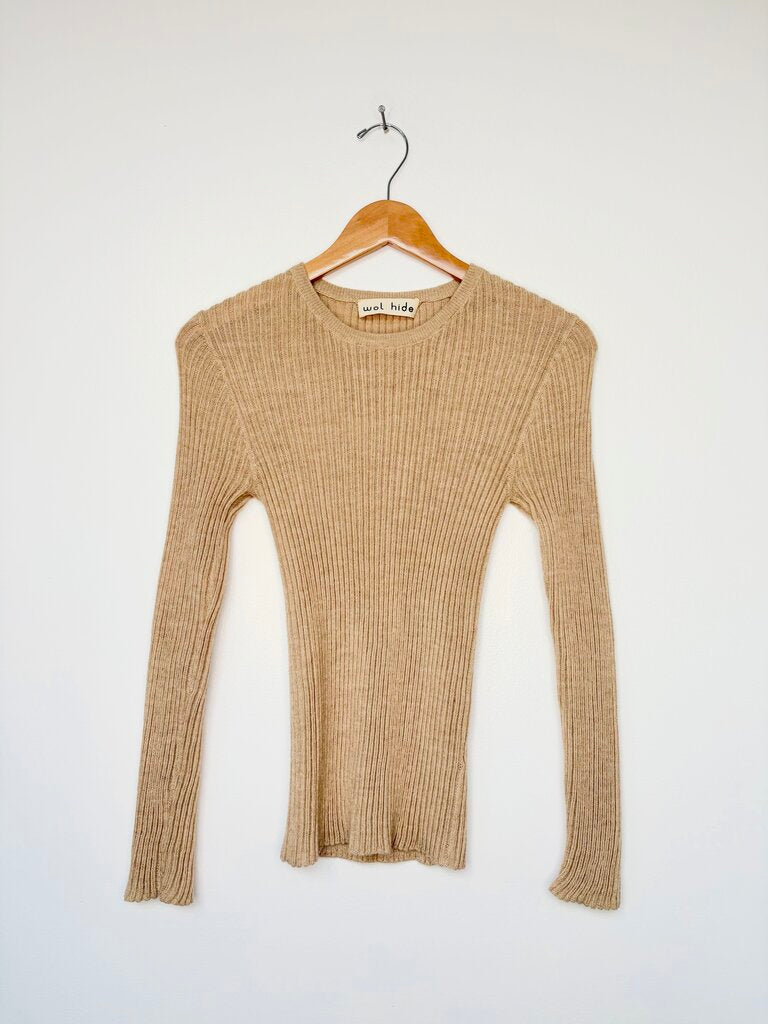 WOL HIDE ALPACA RIB KNIT TOP SIZE SMALL