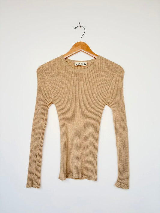WOL HIDE ALPACA RIB KNIT TOP SIZE SMALL