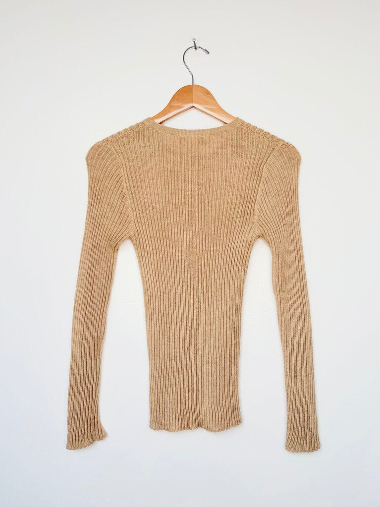 WOL HIDE ALPACA RIB KNIT TOP SIZE SMALL